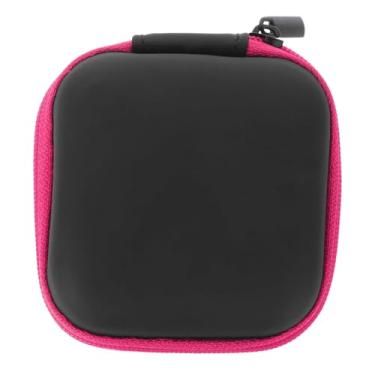Imagem de 1 capa para fone de ouvido com zíper, caixa de armazenamento de couro, portátil, organizador de cabos USB para viagem, bolsa rígida para guardar moedas, memória, carro, rosa choque