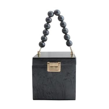 Imagem de CYSUE Bolsa de acrílico com personalidade moderna pequena bolsa quadrada para celular, Preto, One Size