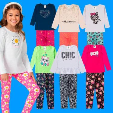 Imagem de Kit 2 Peças Meia Estação  1 Blusa + 1 Legging  Menina Conjunto Estampa