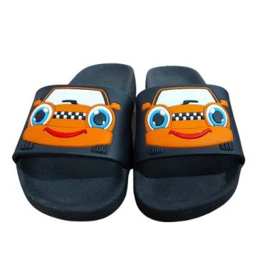 Imagem de Chinelo Slider Infantil Masculino Leve CarroMenino - RSKDIS, Laranja, 