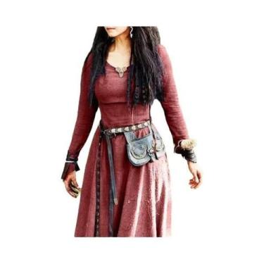 Imagem de Vestido Medieval Feminino De Manga Longa Maxi Vintage Fada Élfica Rena