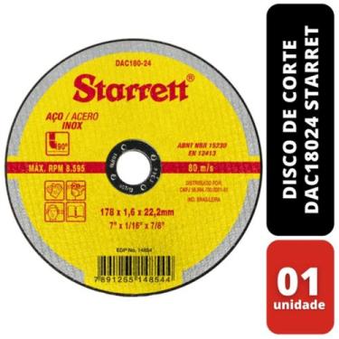 Imagem de Disco de Corte 178x1,6 x 22,2mm DAC18024 Starret
