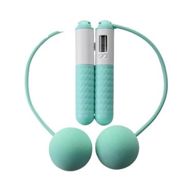 Imagem de Corda De Pular Sem Fio Com Contador Digital - Para Exercícios Fitness (D-em21diametro Da Bolas: 40mm,Verde/branco)