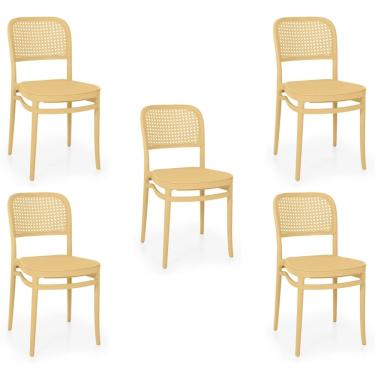 Imagem de Kit 5 Cadeiras de Jantar Roma para Sala e Cozinha Bege
