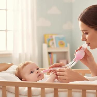 Imagem de Aspirador Nasal Manual para Bebê, Limpeza Nasal por Sucção, Higiene Nasal Infantil Silicona Atóxico BPA Free (Rosa)