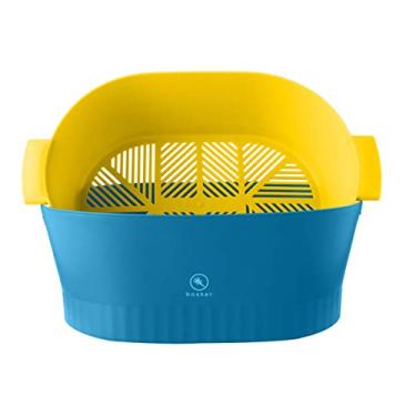 Imagem de Coador de cozinha Coador Cesta Tigela De Lavar Escorredores Destacáveis ​​para Frutas Legumes Limpeza Lavagem Mistura Vermelho (Color : Blue)