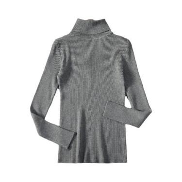 Imagem de Suéter Feminino De Gola Alta Preto, Moda De Inverno, Malha Elástica, T