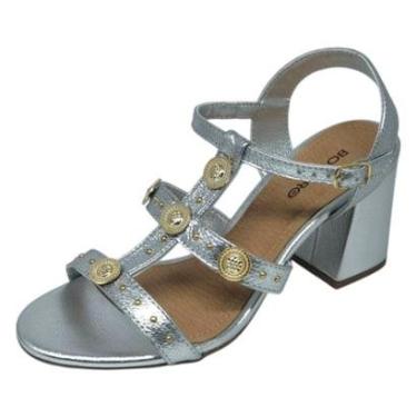 Imagem de Sandália Feminina Salto Médio Metalizada Couro Pins Bottero-Feminino