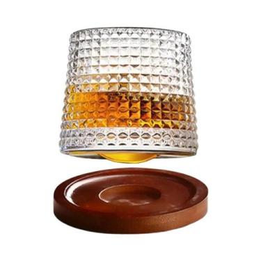 Imagem de Copo de uísque rotativo com base, 360 graus, Copo de cristal de rum pa