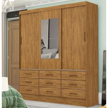 Imagem de Guarda Roupa Sevilha 3 Portas com Espelho Cinamomo - Carioca