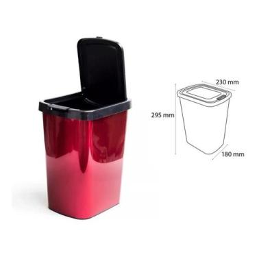 Imagem de Lixeira Cesto 9 Lts com Tampa Click - Arqplast, Vermelho