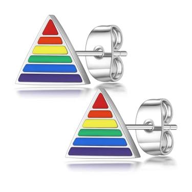 Imagem de Brincos masculinos Lgbt Rainbow Studs 316L Aço Inoxidável Gay Lésbica Orgulho Gay Lésbica Banhado a Ouro 18K / Preto Arma Gay & Lésbica Orgulho Hip-Hop Fashion Jewelry SE0009, onesize, Metal, Sem