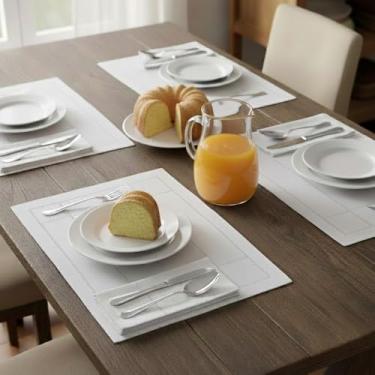 Imagem de Lugar Americano Com Ponto Ajour Mesa Posta 35x50cm Rafimex Branco