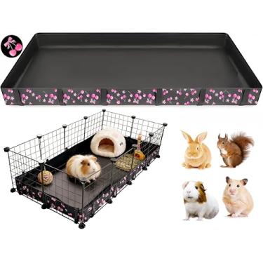 Imagem de DZWLKJ Forro de gaiola de porquinho-da-índia, base de lona lavável, gráfico de cereja, 61 cm x 122 cm, reutilizável para coelho, chinchila, ouriço, furão e outros animais pequenos.