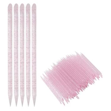 Imagem de Naroote Empurrador Descartável de Cutícula de Unha, Varas de Limpeza Eficazes para Manicure e Pedicure, 100 Peças, Plástico 9.5x0.4cm (Rosa)