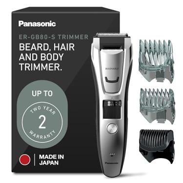 Imagem de Aparador de pêlos e barba Panasonic ER-GB80-S Máquina de cortar cabelo, Para homens, Operação sem fio/com fio com 3 acessórios de pente e 39 Aparadores Ajustáveis, Lavável