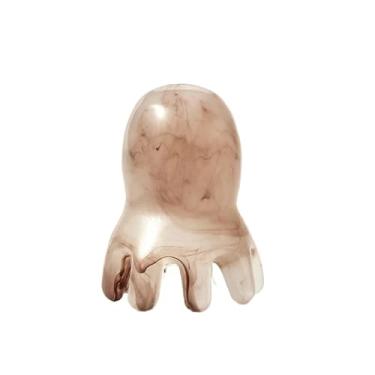 Imagem de Pente portátil de resina para polvo, terapia de raspagem meridiana, massagem, pente de cabeça, massageador gua sha, raspador, ferramenta de cuidados capilares (branco arroz)