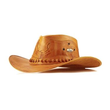 Imagem de 1651KP-Chapéu Unissex Estilo Americano em Couro Legitimo Linha Barretos Cor:;Tamanho:G-Unissex