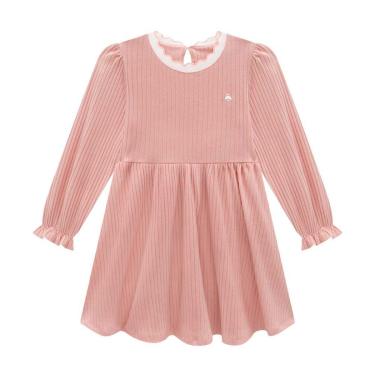 Imagem de Vestido Curto Infantil em Malha Canelada Manga Longa Somnii-Feminino