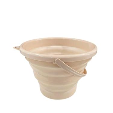 Imagem de Balde Dobrável 3 5 10 Litros Retrátil de Silicone Multiuso(Bege,10 Litro)