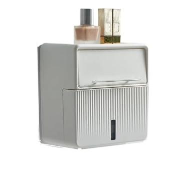 Imagem de x3anggyt5 Caixa de lenços de papel higiênico criativa, caixa de papel higiênico sem perfuração, rack de armazenamento de papel higiênico montado na parede para quarto, banheiro, suporte de caixa de