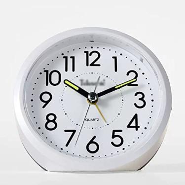 Imagem de x3anggyt5 Despertador para quarto, despertador de 10 cm, silencioso, movimento de quartzo, sem tique-taque, despertar de manhã, despertador mecânico com luz de fundo noturna para crianças, relógio de