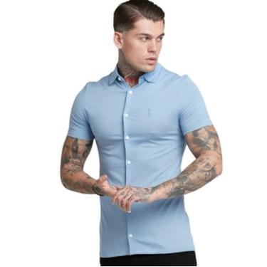 Imagem de Camisa Social  Masculino Manga Curta Slim Fit Varias Cores - Volgue, A