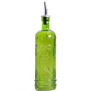 Imagem de Couronne Company 476 ml verde-limão folha de oliva multiuso azeite de oliva de cozinha, mão líquida, dispensador de garrafa de vidro decorativo de sabão de prato garrafa de vidro de designer com bico