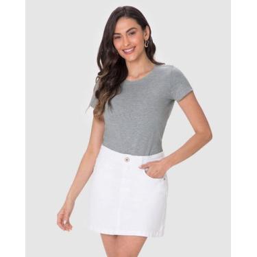 Imagem de Blusa Básica Feminina Baby Look Em Algodão - Malwee, Cinza claro, M
