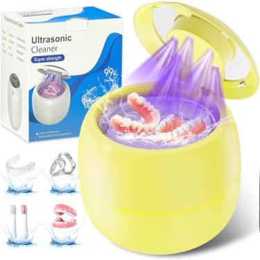 Imagem de Limpeza Ultrassônica Odontológica de 45kHz e 210ml para Dentaduras, Protetores Bucais, Aparelhos Ortodônticos, Cabeças de Escova de Dente e Jóias（AMARELO）