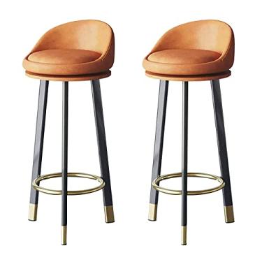 Imagem de Banquetas de bar conjunto de 2 bancos de bar giratórios de altura para balcão com encosto, cadeiras de bar acolchoadas de couro sintético para cozinha, ilha, pub, café, sala de jantar