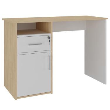 Imagem de Mesa Para Escritório Escrivaninha Home Office Hall A02 Carvalho Branco - Lyam Decor