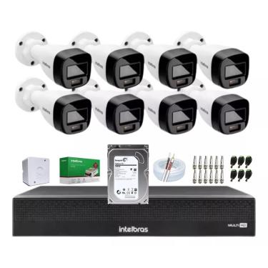 Imagem de Kit 8 Cameras de Seguranca Intelbras 3220 Full Color C/ Audio, Dvr 8ch C/ Hd 1tb
