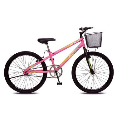 Imagem de Bicicleta Allegra City Aro 24 Sem Marchas Freios V-Brake E Cestão Colli Rosa