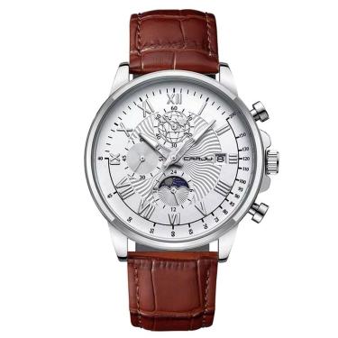 Imagem de Relógio Clássico Masculino Sun Moon Quartzo Casual Impermeável 3atm Branco