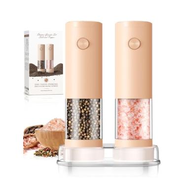 Imagem de Conjunto de moedor elétrico de sal e pimenta com bateria automática, moedor de pimenta, grossura ajustável, maior capacidade com LED para casa e utensílios de cozinha, presentes de aniversário para