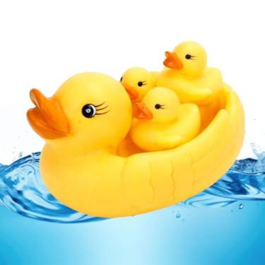 Imagem de Kit Patinhos de Brinquedos para Banho Infantil 1 Patinho Grande e 3 Pequenos Coloridos e Divertidos Estimulam a Imaginação Ideais para Banheira Seguro para Crianças acima de 4 Meses Premium