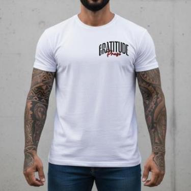 Imagem de Camiseta Masculina Branca 100% Algodão 30.1 Penteado Praise The Lord Estampa Frontal Blusa Homens-Masculino