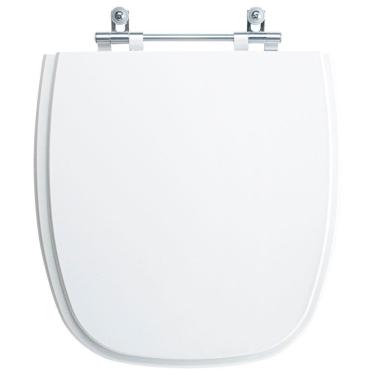 Imagem de Assento Sanitário Tampa De Vaso Branco Mdf Laqueado Flex Para Bacia Deca