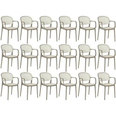Imagem de Kit 18 Cadeiras de Jantar Roma Prática com Braços para Sala e Cozinha 