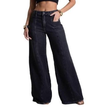 Imagem de Calça Jeans Sawary Super Wide Leg - 282105 - Preto 38-Feminino