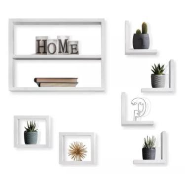 Imagem de Kit 7 Peças Nichos Prateleiras Suspensas Para Quarto Sala BRANCO TX 15