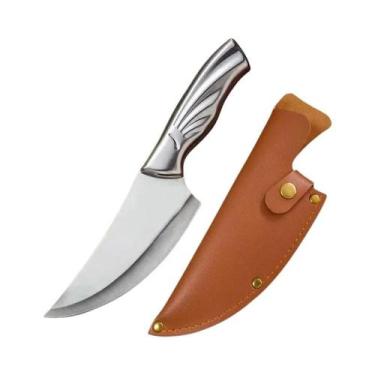 Imagem de Faca De Açougueiro Forjada À Mão Com Cabo De Aço, Faca De Cozinha Para