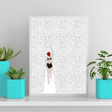 Imagem de Quadro Decorativo Natação Nadadora 24X18Cm - Com Vidro - Quadros On-Li