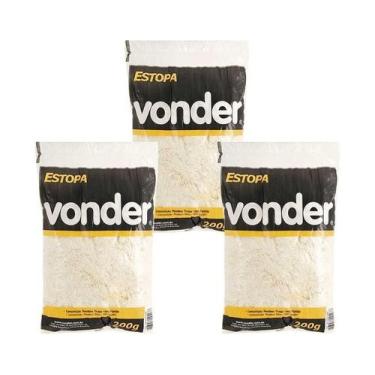 Imagem de Estopa Branca Para Polimento Embalagem 200 G Vonder 3 Unid