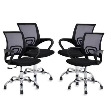 Imagem de Kit 4 cadeiras de escritório preta Diretor Jadel Healer