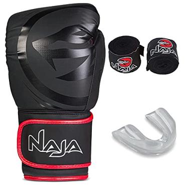 Imagem de KIT NAJA LUVA BOXE BLACK 1 PAR DE LUVAS +1 PAR DE BANDAGEM 2,8M + PROTETOR BUCAL