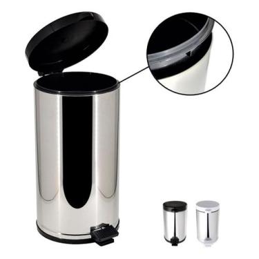 Imagem de Lixeira Cozinha Inox 15 Litros Pedal Cesto Plástico Interno - Viel, Pr