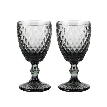 Imagem de Jogo 2 Taça De Vidro Bico De Abacaxi Cinza 340 Ml Agata Em Casa Tem