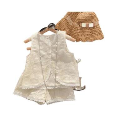 Imagem de Conjunto De Verão Para Meninas Com Bordado De Flores, Colete Sem Manga
